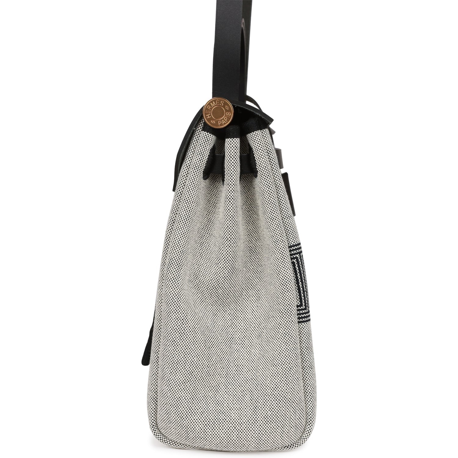 Hermes Herbag 31 "Chain D'ancre" Ecru and Black Vache Leather Gold Hardware