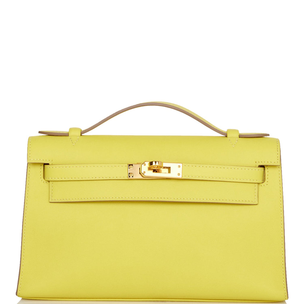 Hermes Kelly Pochette Lime Swift Gold Hardware