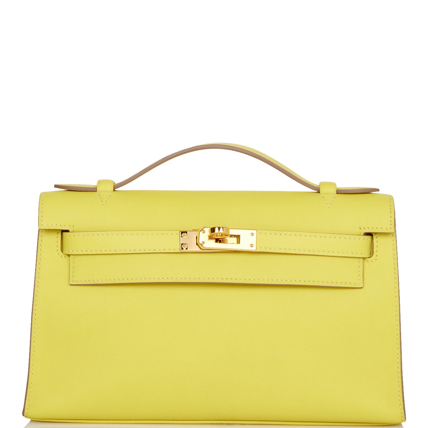 Hermes Kelly Pochette Lime Swift Gold Hardware