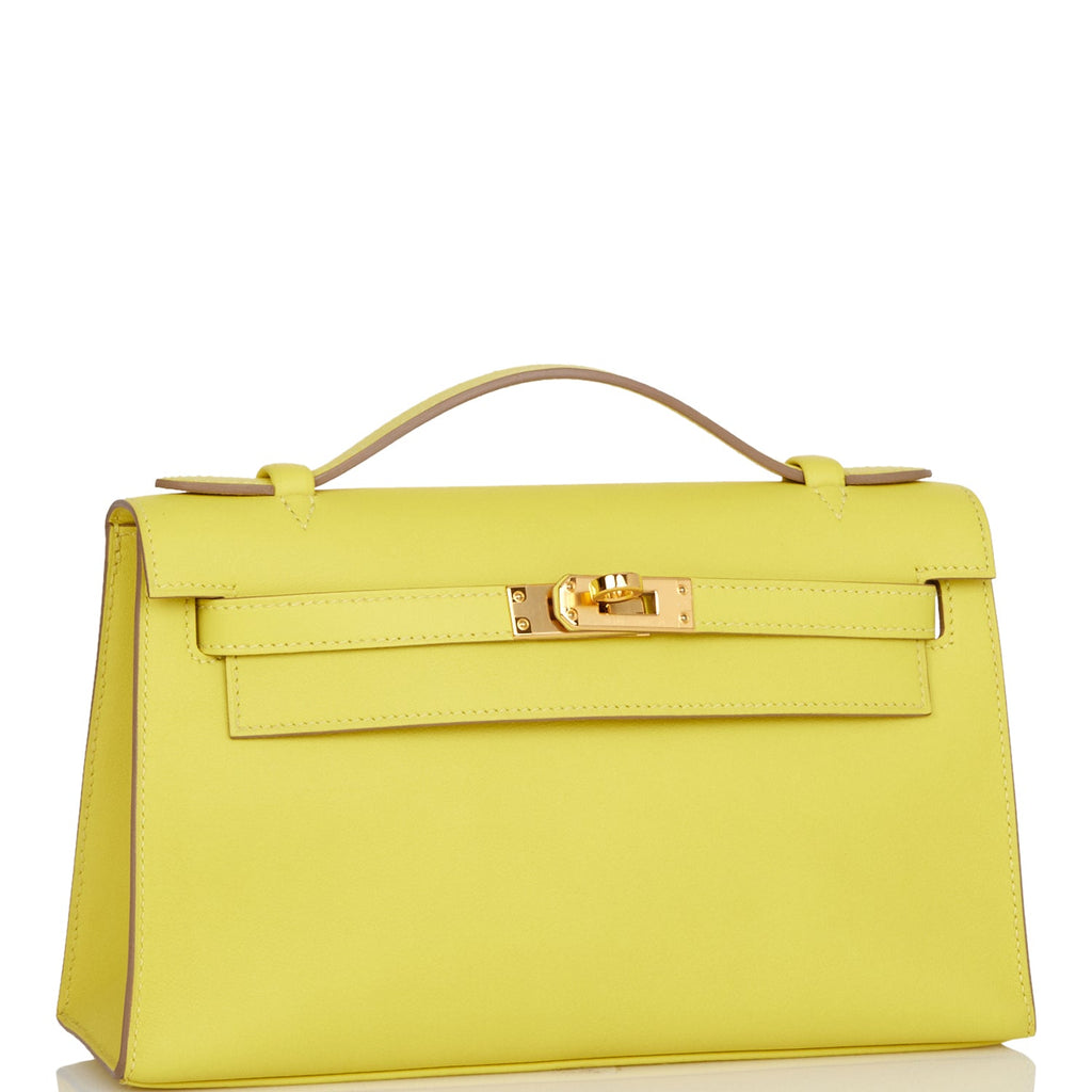 Hermes Kelly Pochette Lime Swift Gold Hardware