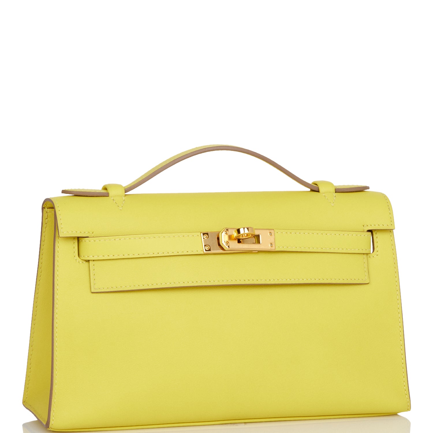 Hermes Kelly Pochette Lime Swift Gold Hardware