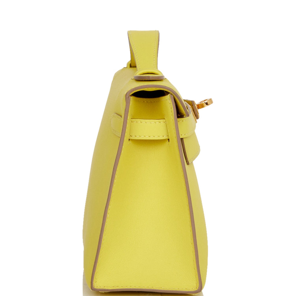 Hermes Kelly Pochette Lime Swift Gold Hardware