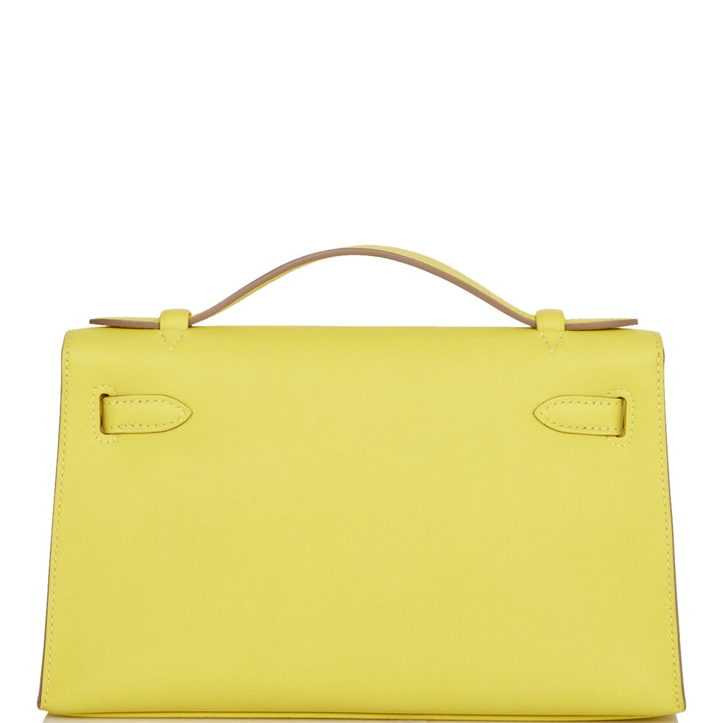 Hermes Kelly Pochette Lime Swift Gold Hardware