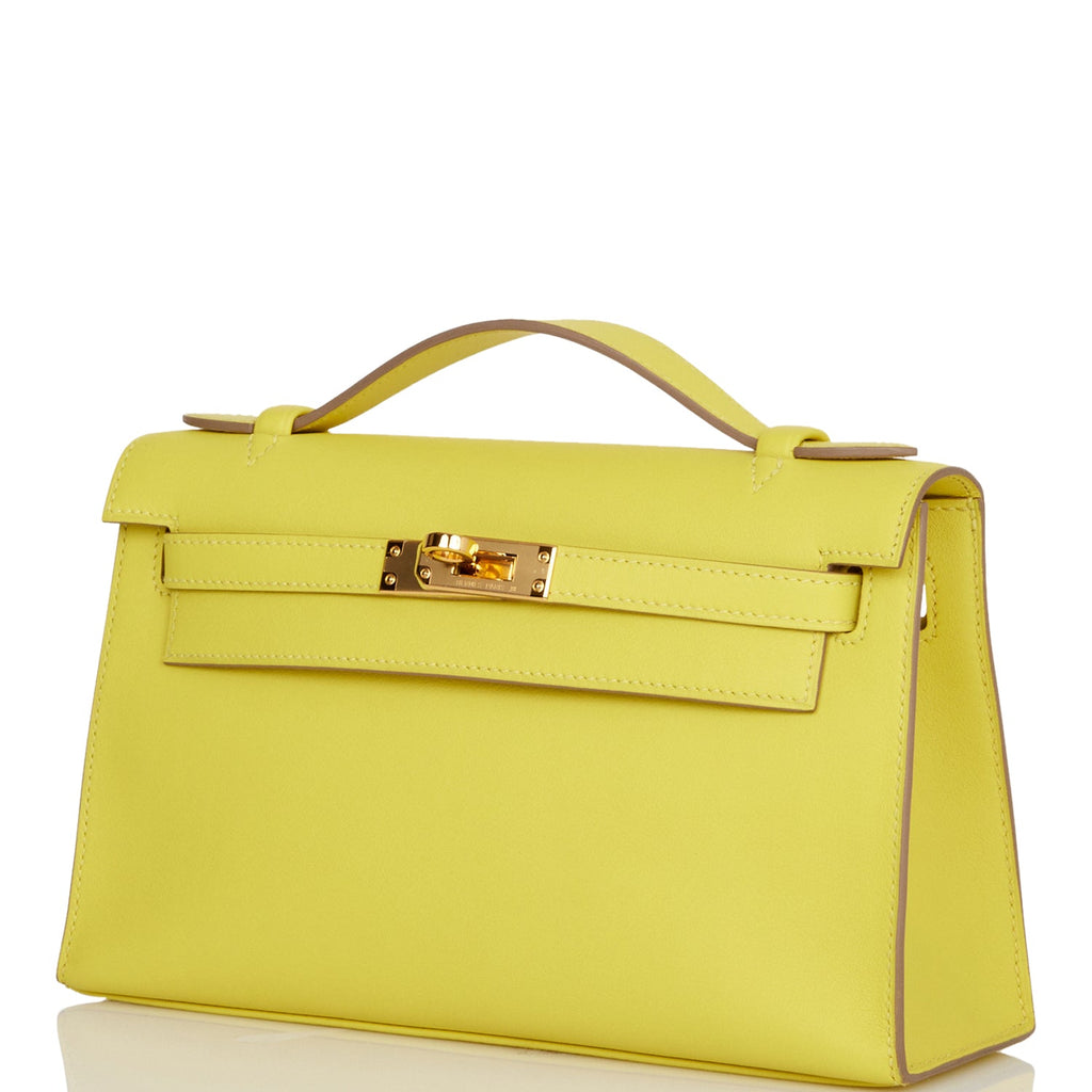 Hermes Kelly Pochette Lime Swift Gold Hardware