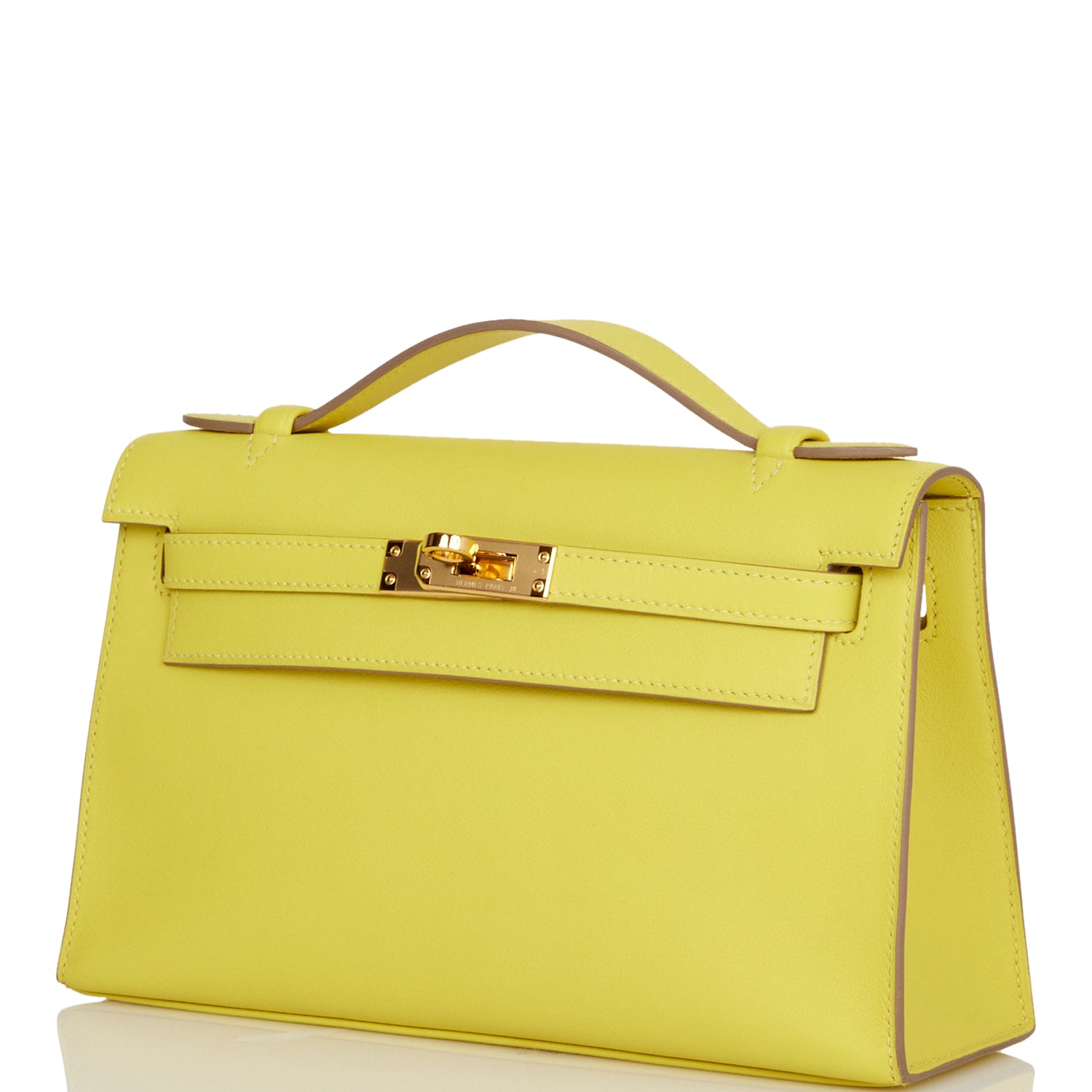 Hermes Kelly Pochette Lime Swift Gold Hardware