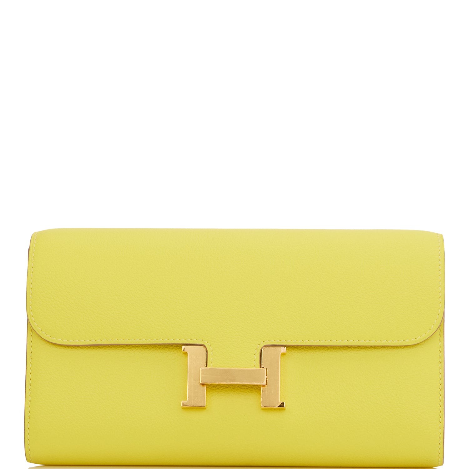 Hermes Constance Wallet To Go Lime Evercolor Gold Hardware