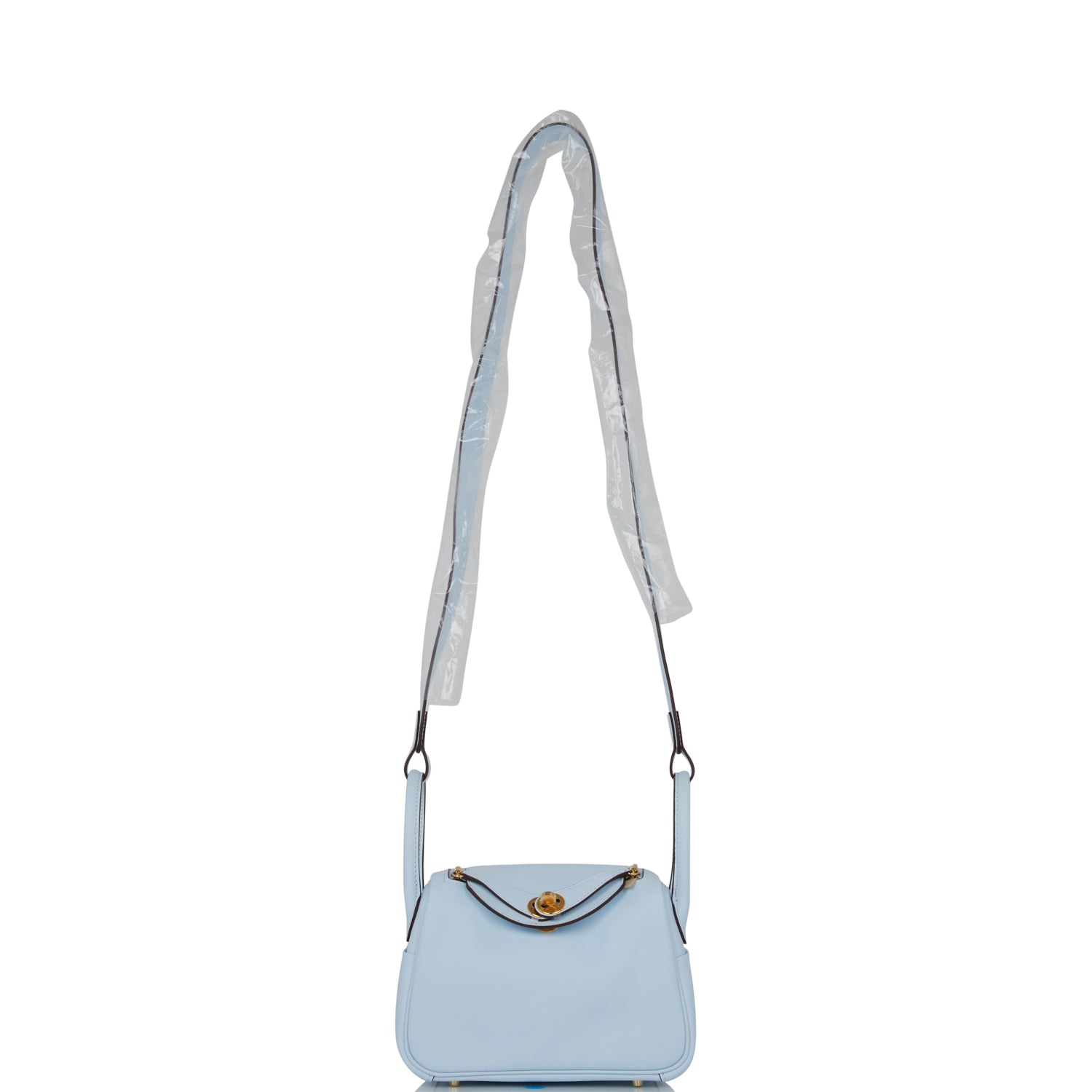 Hermes Mini Lindy Bleu Brume Swift Gold Hardware