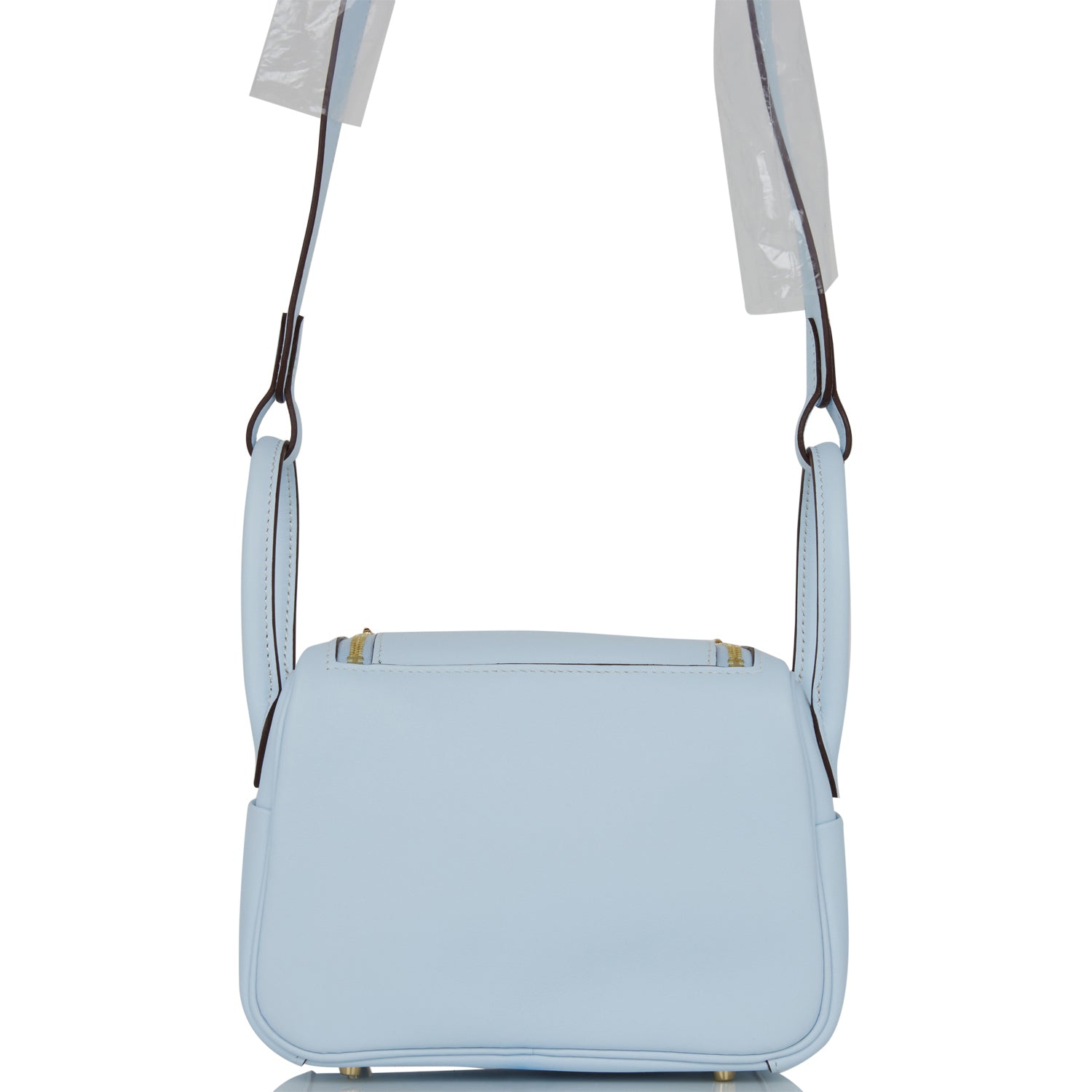 Hermes Mini Lindy Bleu Brume Swift Gold Hardware
