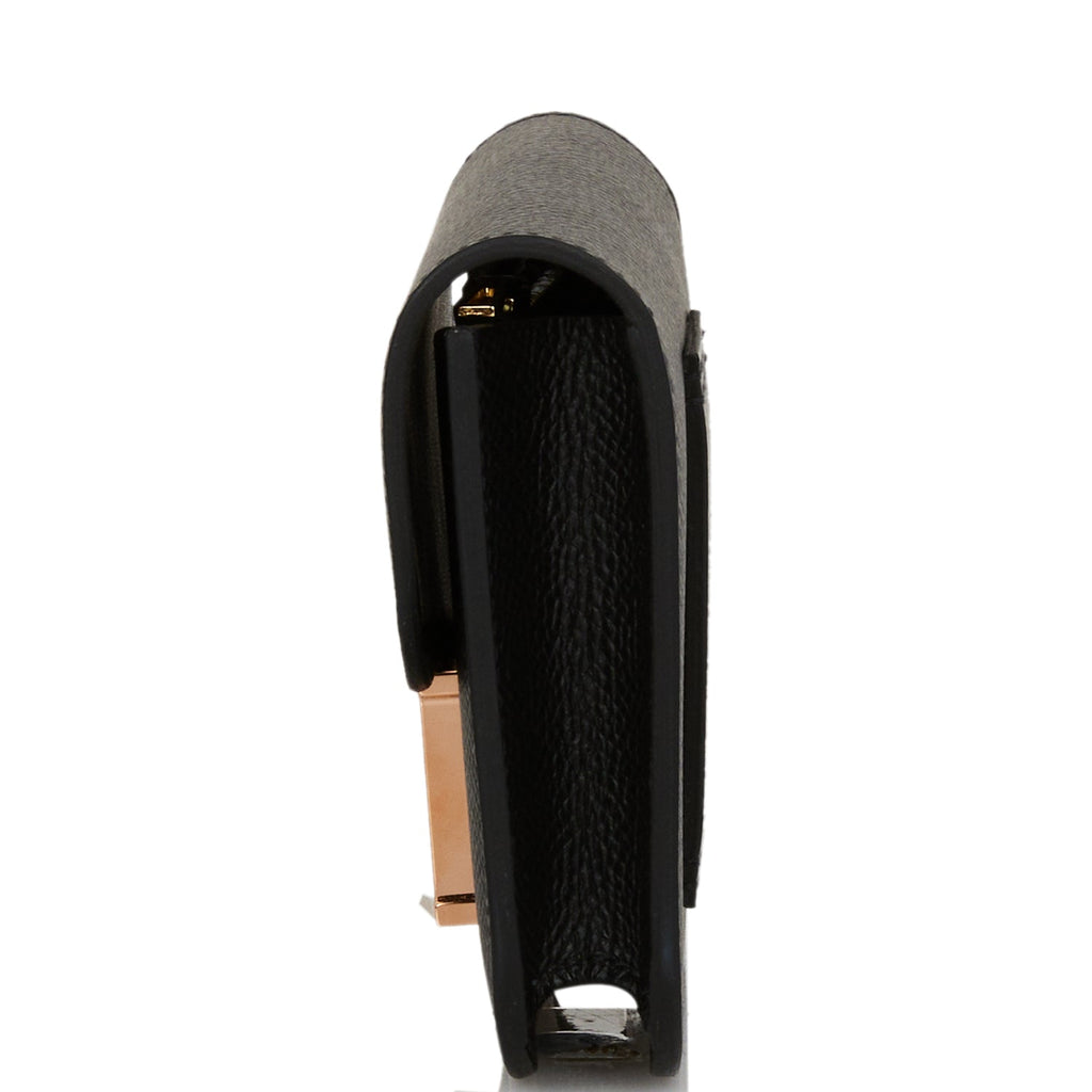 Hermes Constance Slim Wallet Black Epsom Rose Gold Hardware