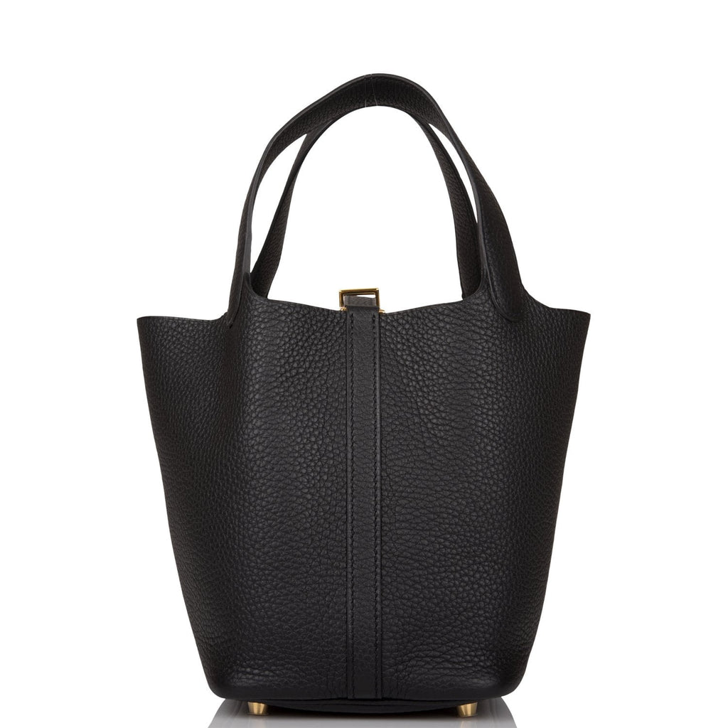 Hermes Black Clemence Picotin Lock 18cm Gold Hardware