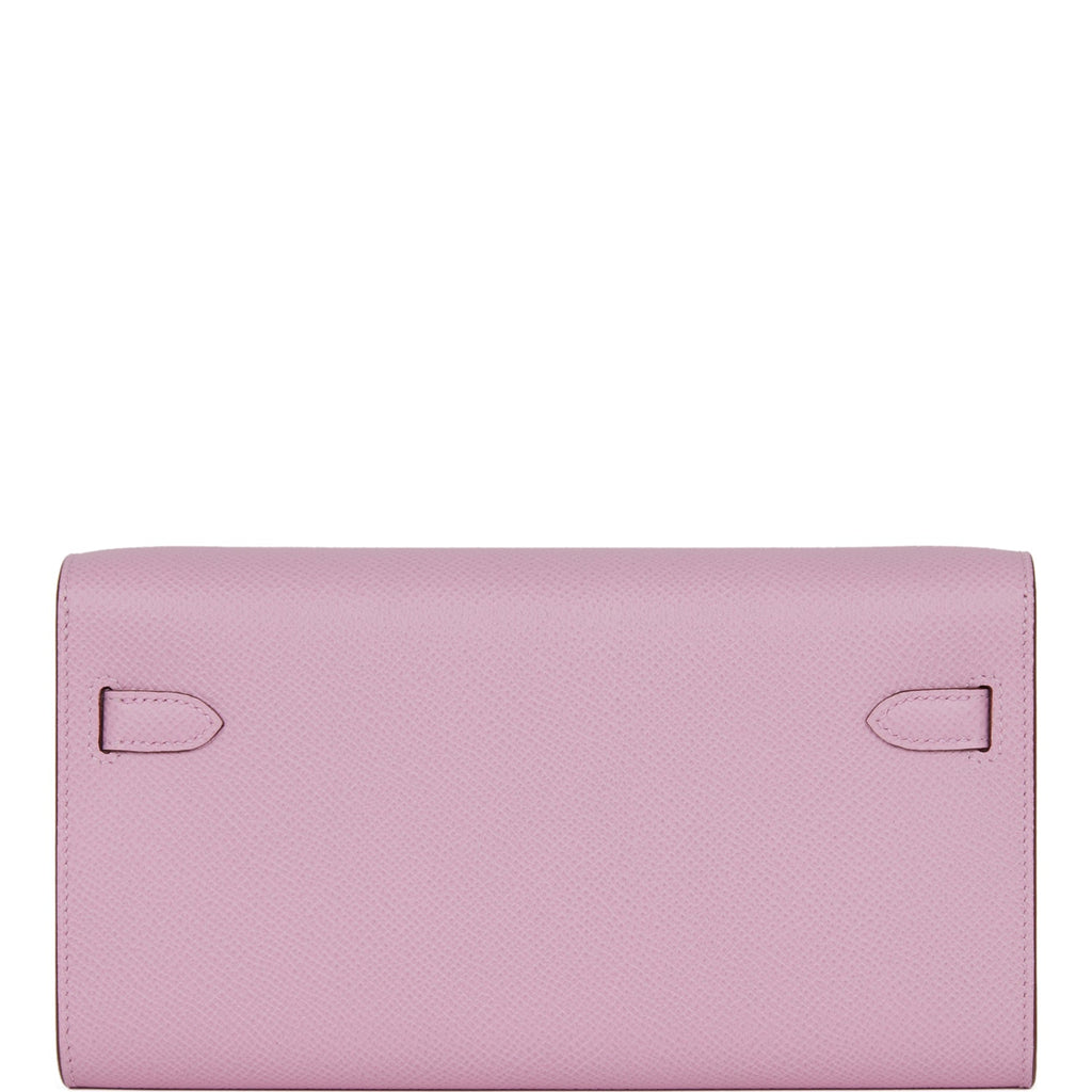 Hermes Kelly Wallet To Go Mauve Sylvestre Epsom Palladium Hardware
