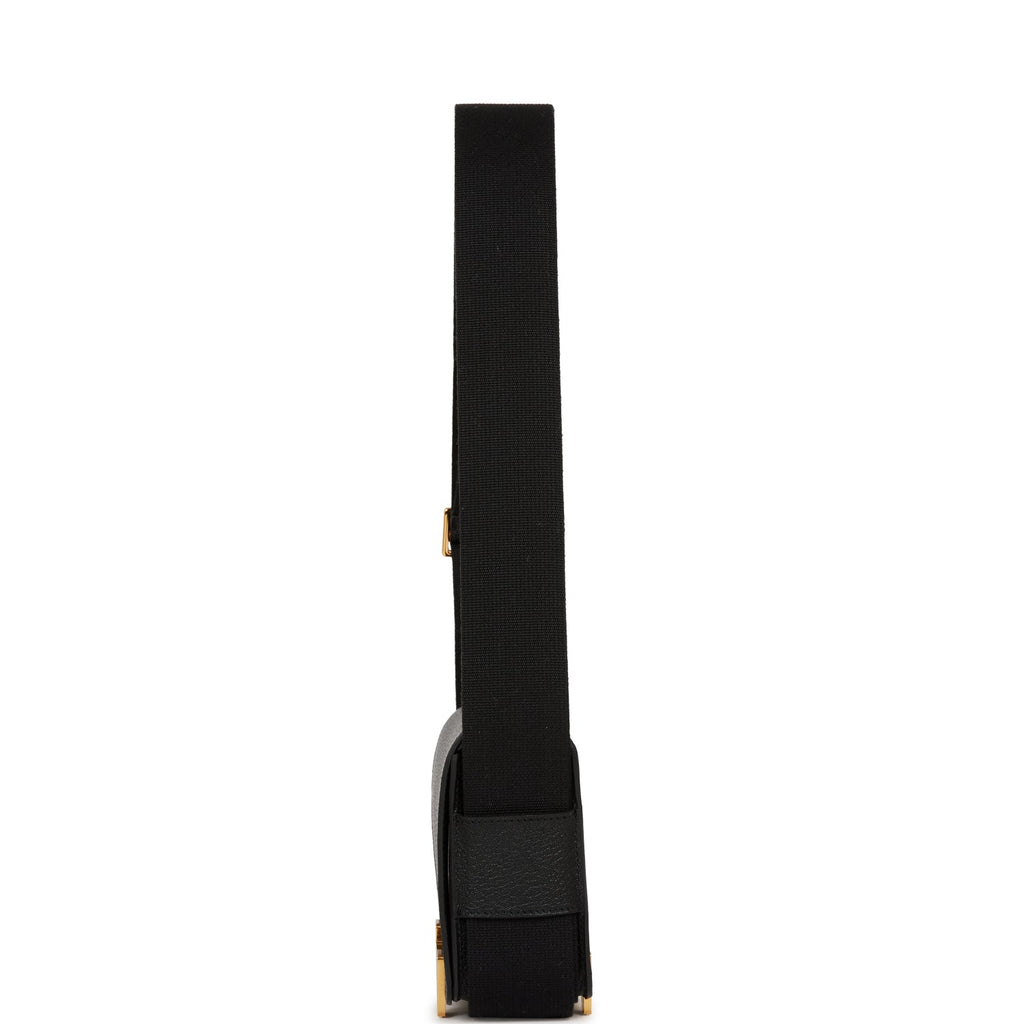 Hermes Geta Black Chevre Gold Hardware
