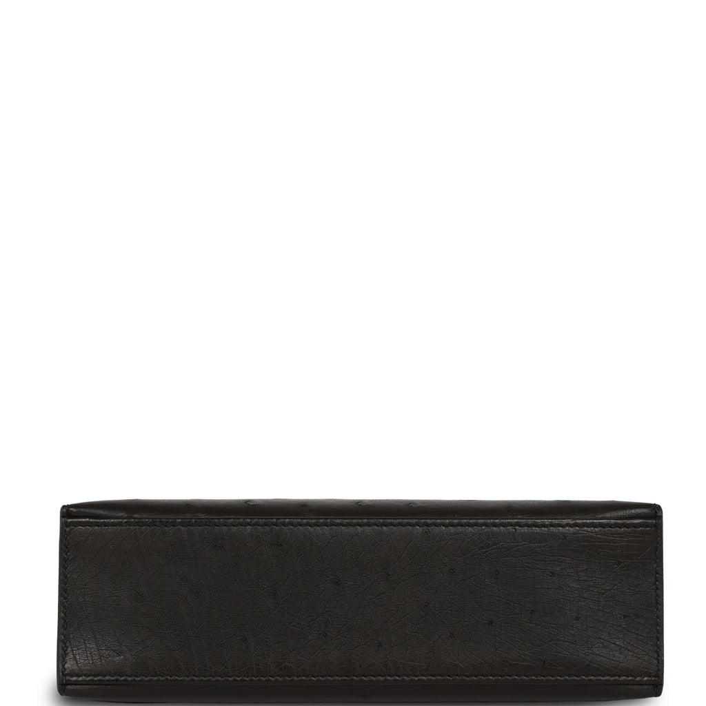 Pre-owned Hermes Kelly Pochette Black Ostrich Gold Hardware