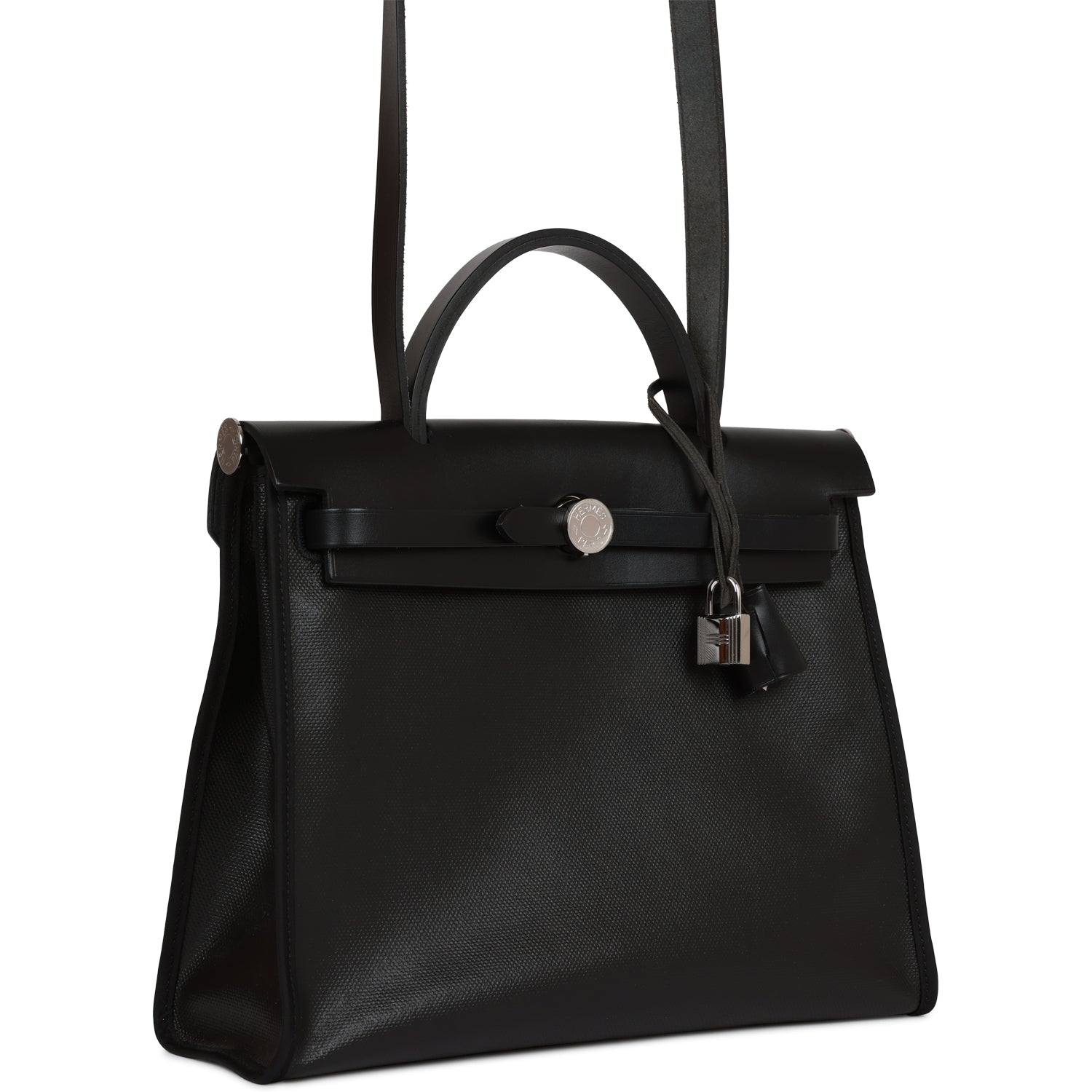 Hermes Herbag Zip PM 31 Black Toile H Berline Hunter Palladium Hardware