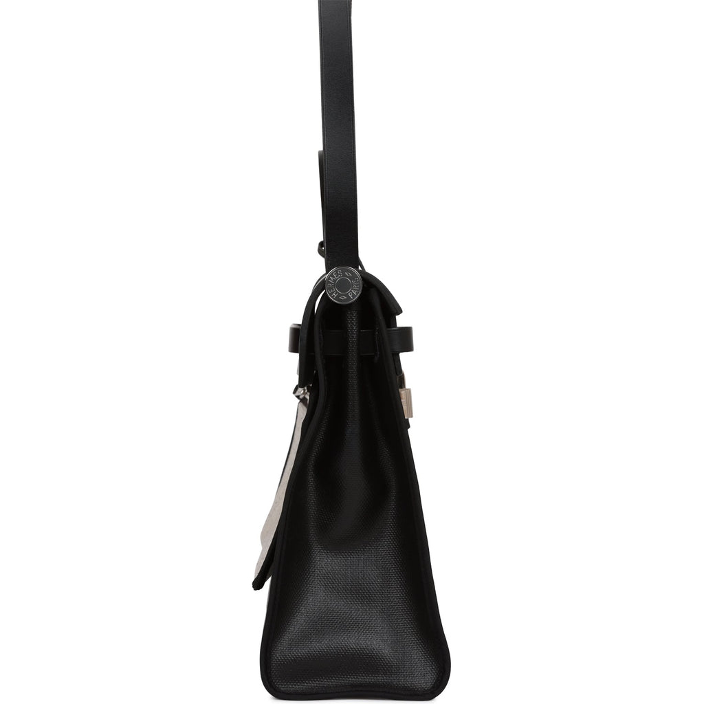 Hermes Herbag Zip PM 31 Black Toile H Berline Hunter Palladium Hardware