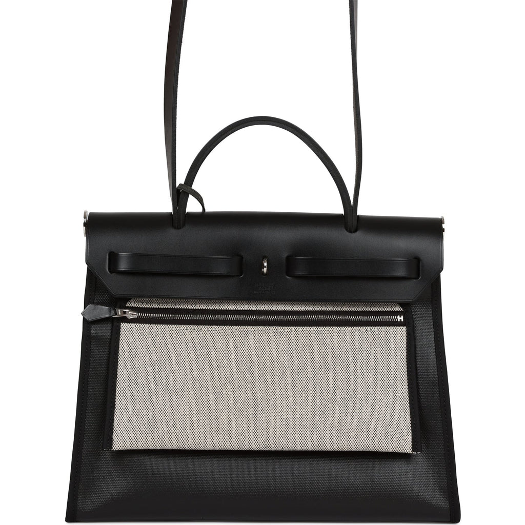 Hermes Herbag Zip PM 31 Black Toile H Berline Hunter Palladium Hardware