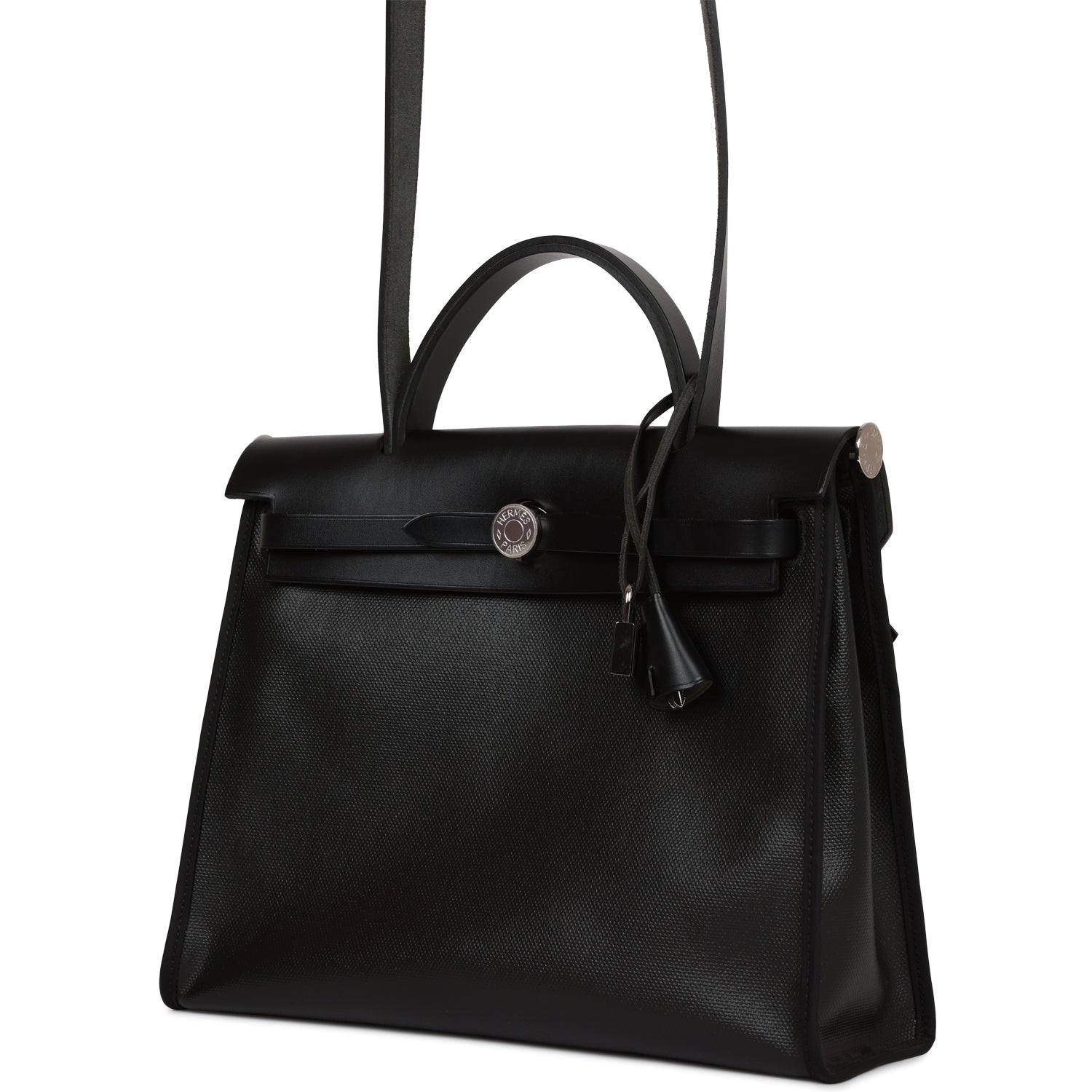 Hermes Herbag Zip PM 31 Black Toile H Berline Hunter Palladium Hardware
