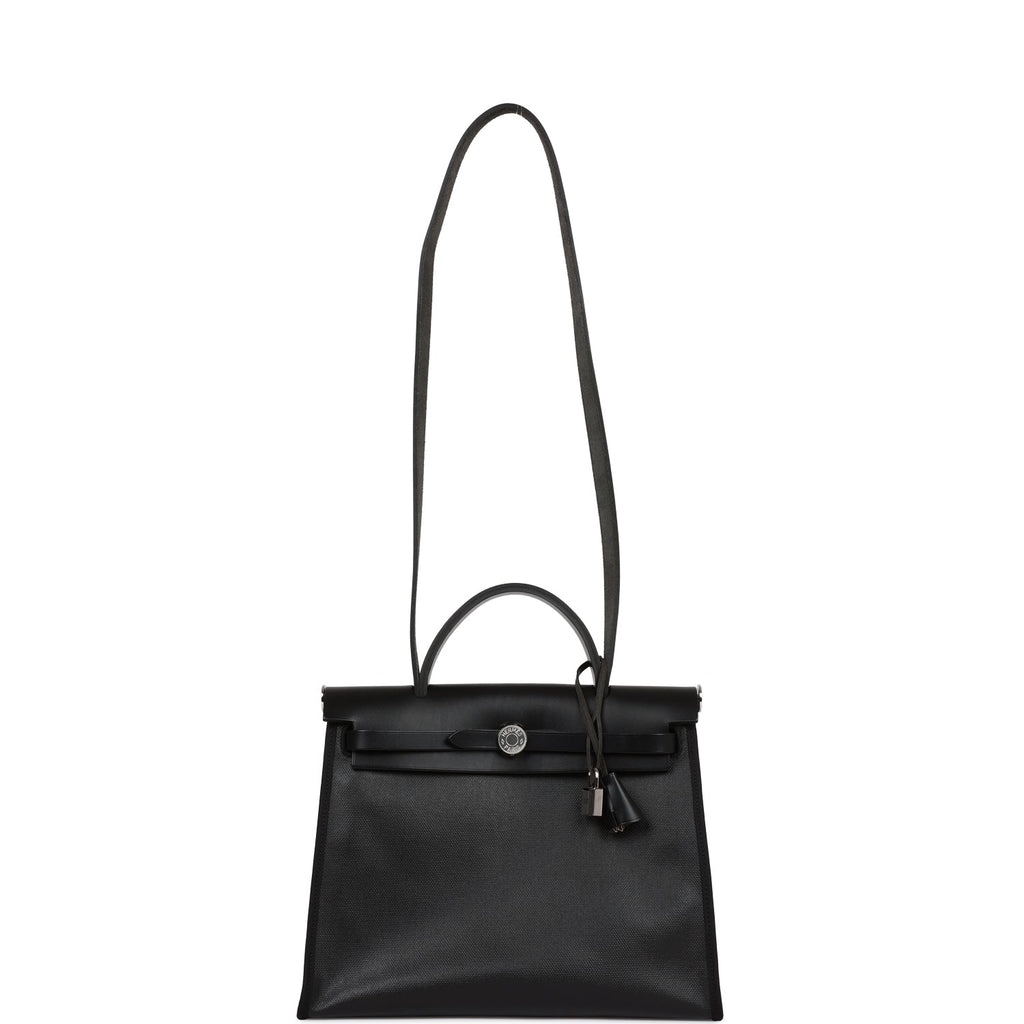 Hermes Herbag Zip PM 31 Black Toile H Berline Hunter Palladium Hardware