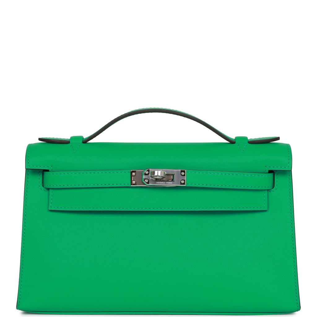 Hermes Kelly Pochette Menthe Swift Palladium Hardware