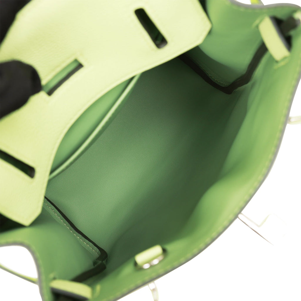 Hermes HAC A Dos PM Backpack Vert Absinthe Evercolor Palladium Hardware