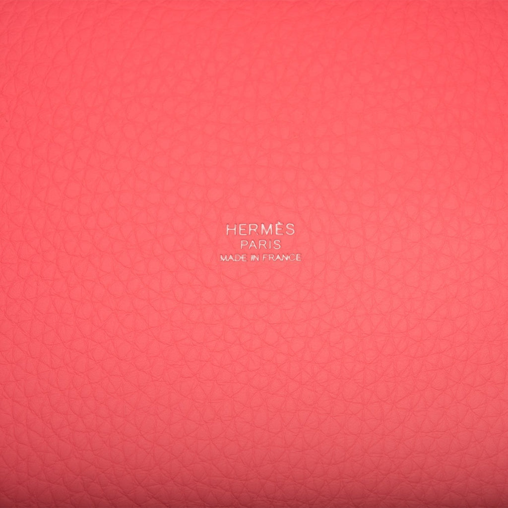 Hermes Rose Sakura Clemence Picotin Lock 18cm Palladium Hardware