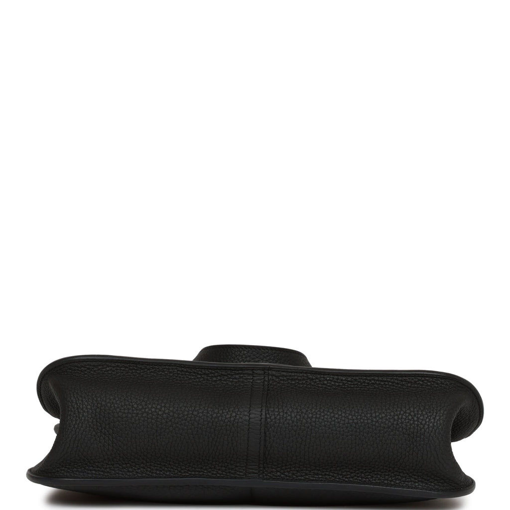 Pre-owned Hermes Halzan 25 Black Clemence Palladium Hardware