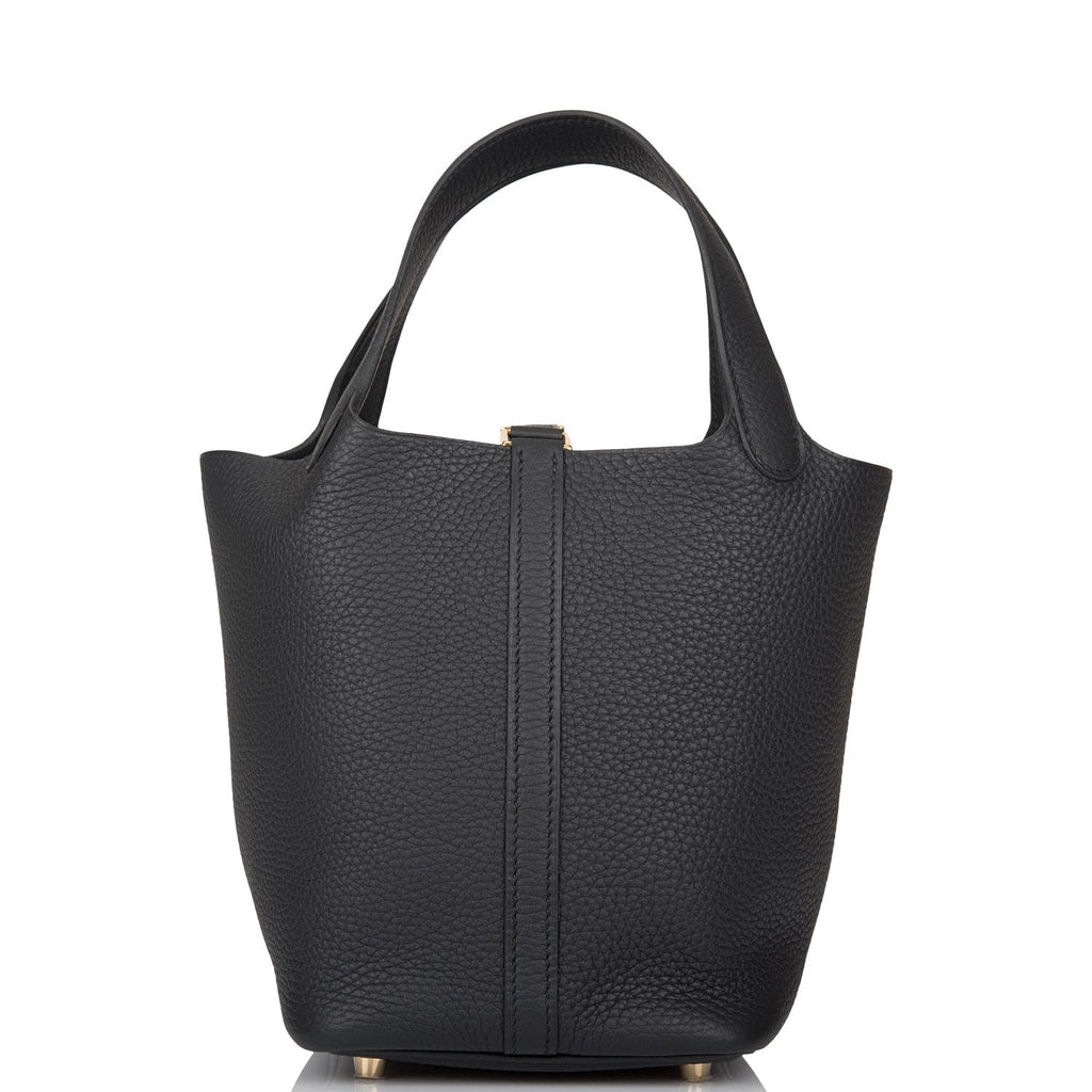 Hermes Black Clemence Picotin Lock 18cm Gold Hardware