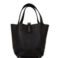 Hermes Black Clemence Picotin Lock 22cm Palladium Hardware