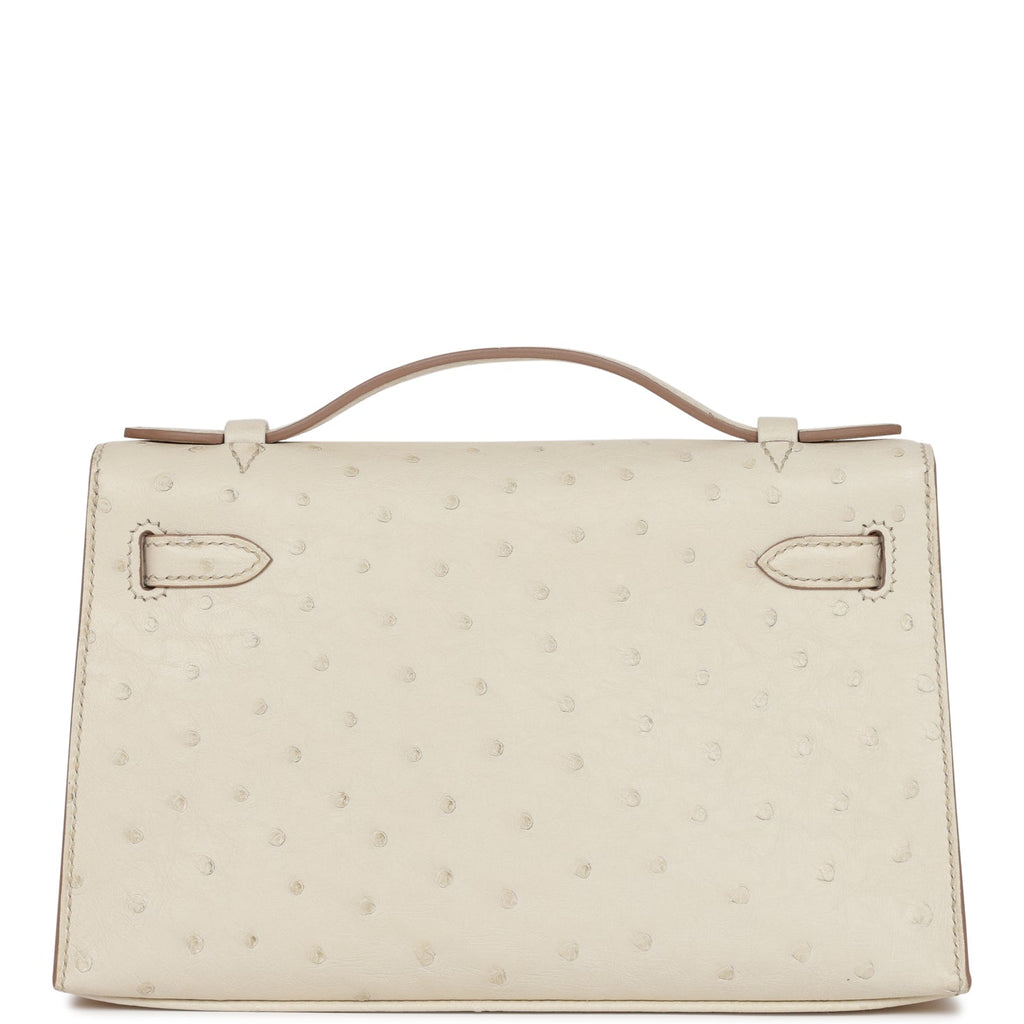 Hermes Kelly Pochette Beton Ostrich Gold Hardware