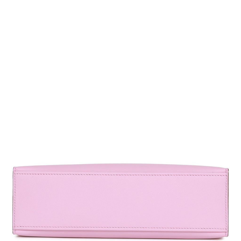 Hermes Kelly Pochette Mauve Sylvestre Swift Rose Gold Hardware