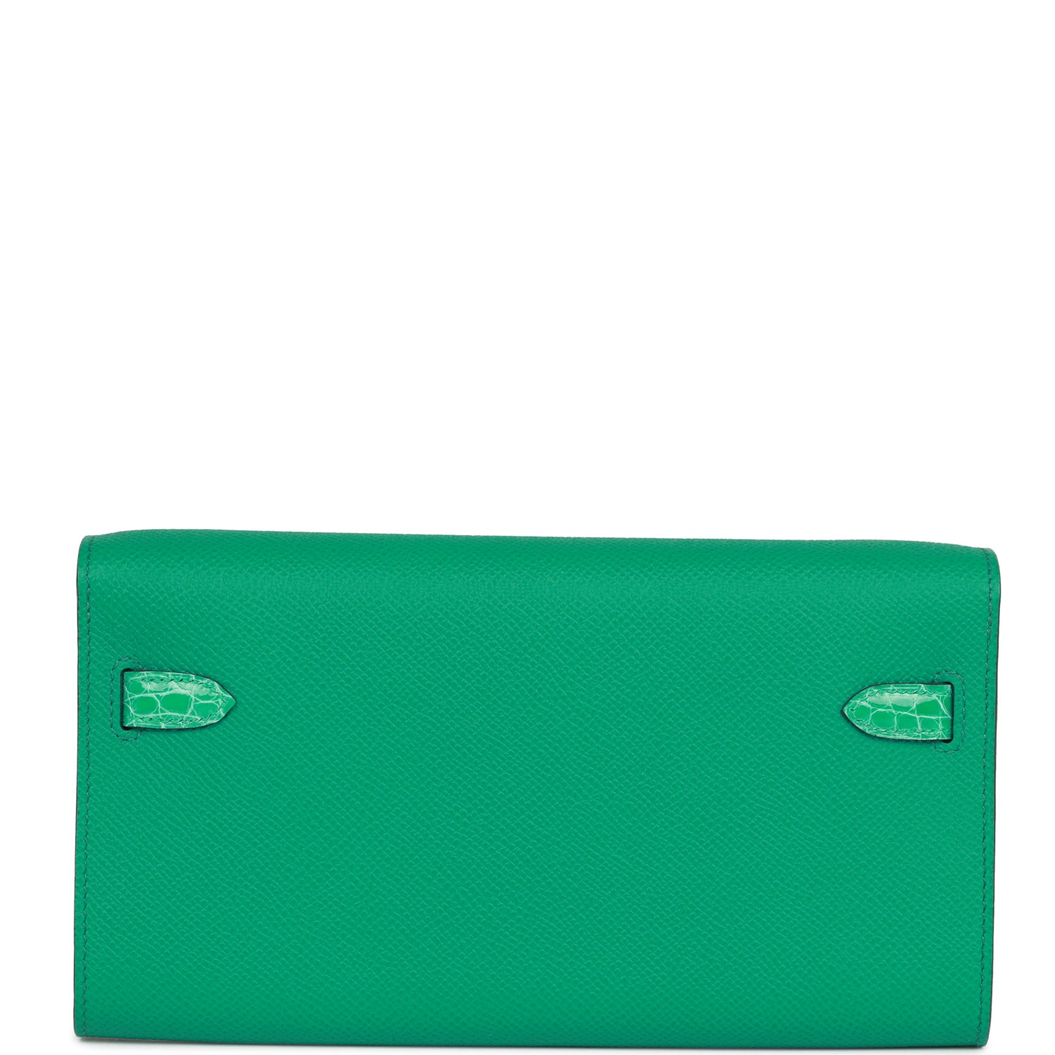 Hermes Touch Kelly Wallet To Go Vert Jade Epsom and Shiny Alligator Palladium Hardware