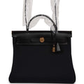 Hermes Herbag Zip PM 31 Black Toile H Berline Hunter Gold Hardware