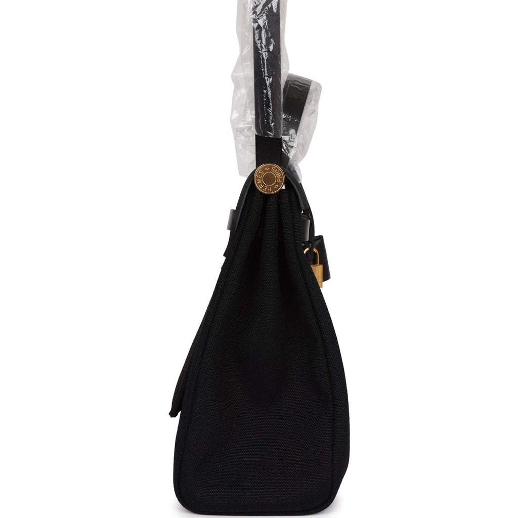 Hermes Herbag Zip PM 31 Black Toile H Berline Hunter Gold Hardware