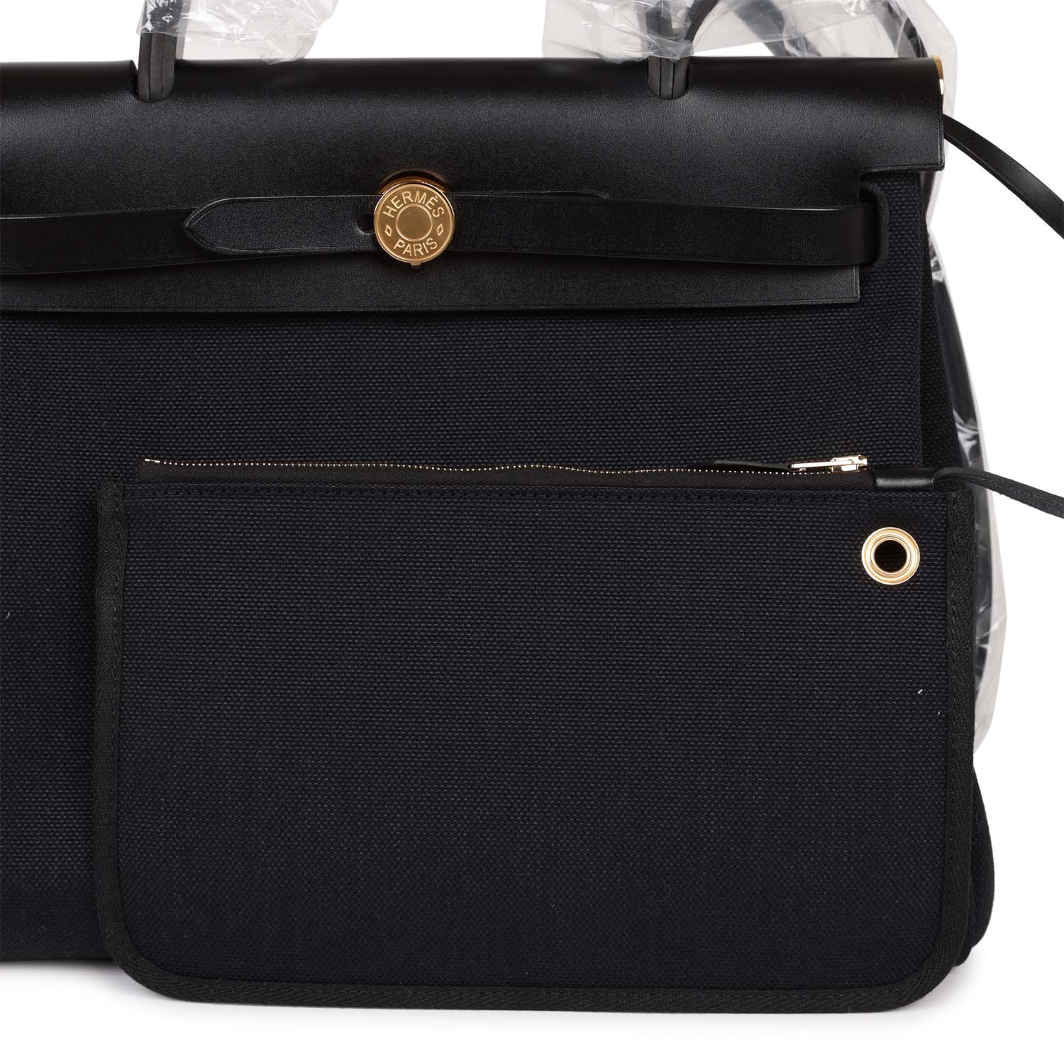 Hermes Herbag Zip PM 31 Black Toile H Berline Hunter Gold Hardware