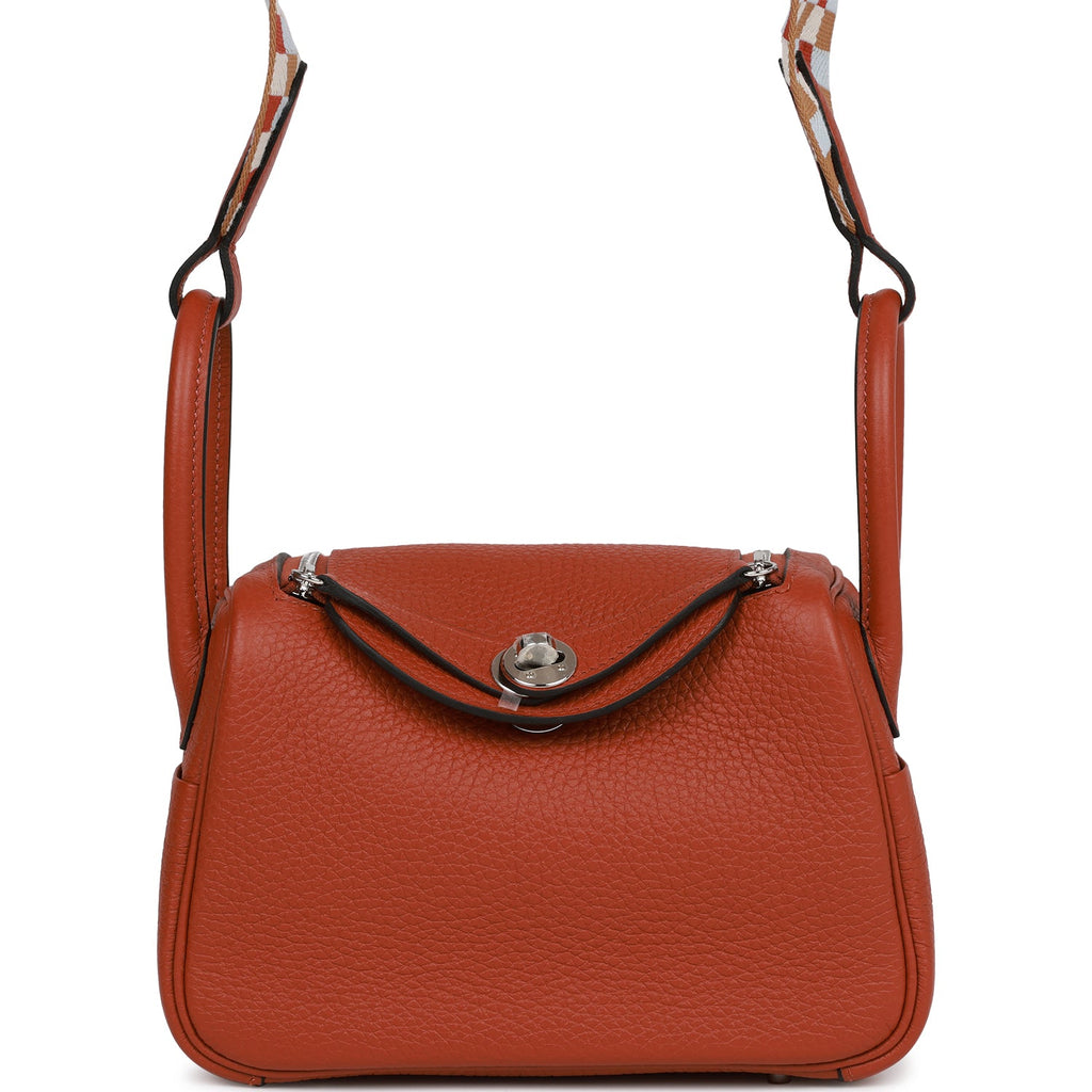 Hermes Mini Lindy Cuivre Clemence Palladium Hardware