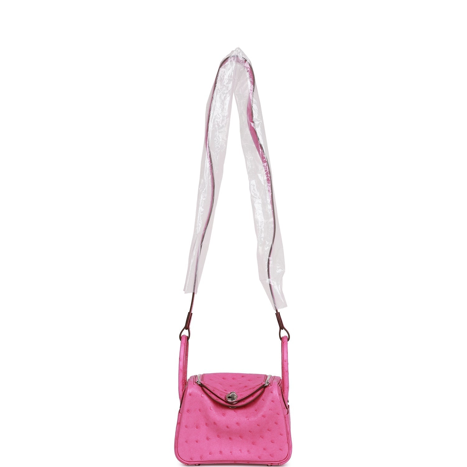 Hermes Mini Lindy Fuchsia Ostrich Palladium Hardware