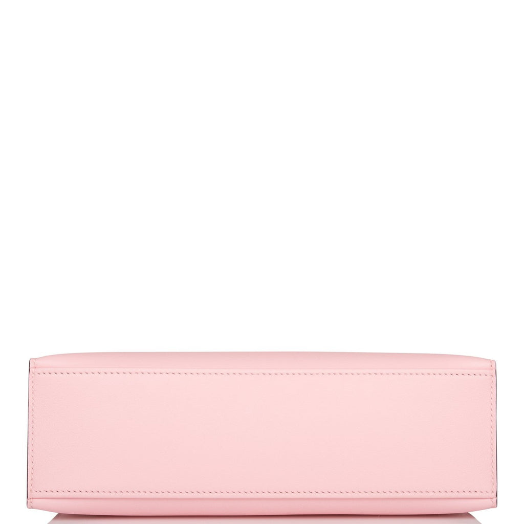Hermes Rose Sakura Swift Mini Kelly Pochette Palladium Hardware