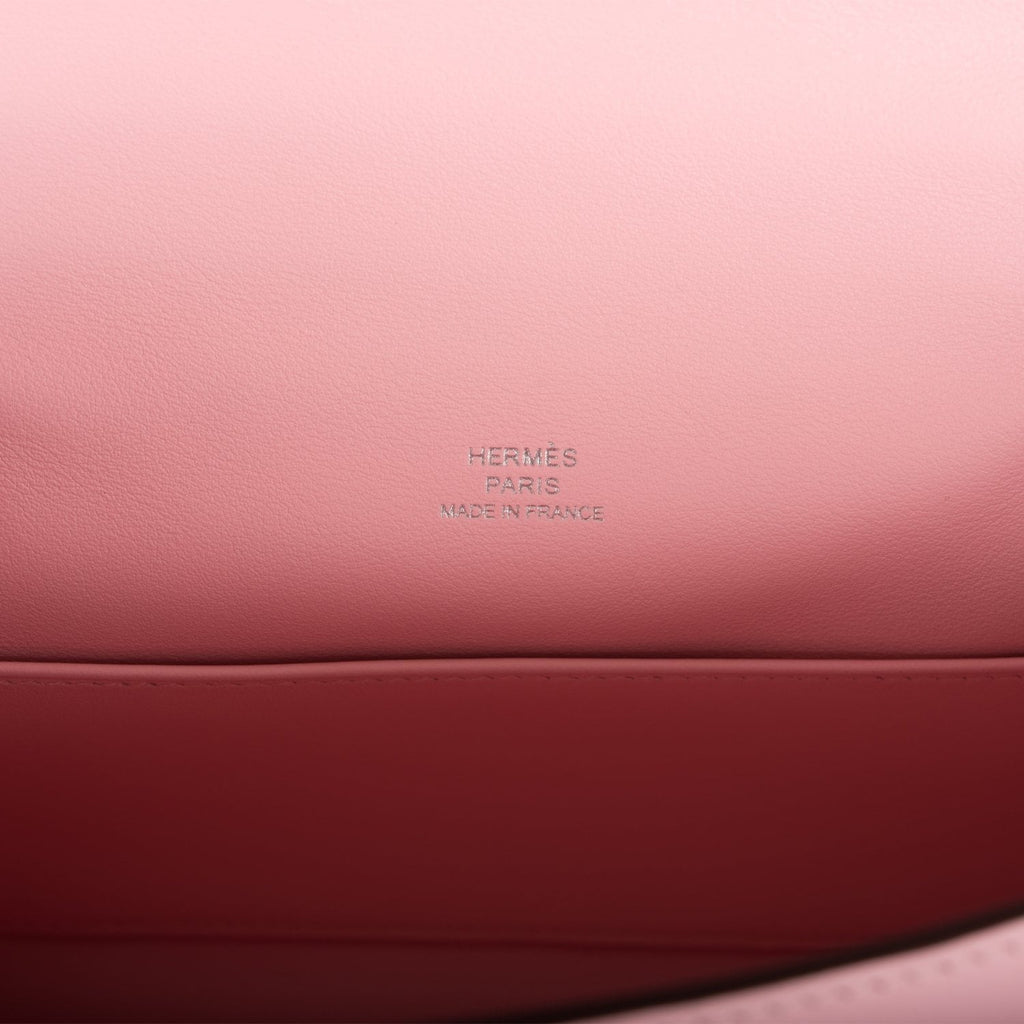 Hermes Rose Sakura Swift Mini Kelly Pochette Palladium Hardware