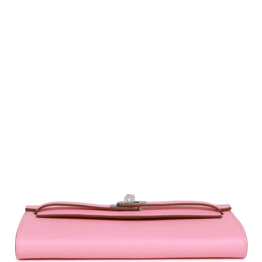 Hermes Kelly Wallet To Go Rose Confetti Epsom Palladium Hardware