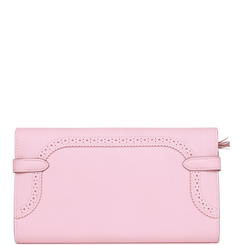 Pre-owned Hermes Ghillies Kelly Wallet Rose Sakura Swift Palladium Hardware