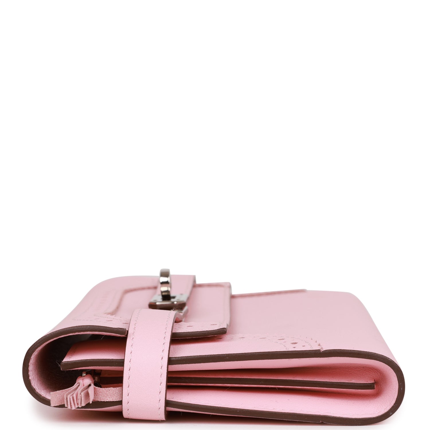 Pre-owned Hermes Ghillies Kelly Wallet Rose Sakura Swift Palladium Hardware