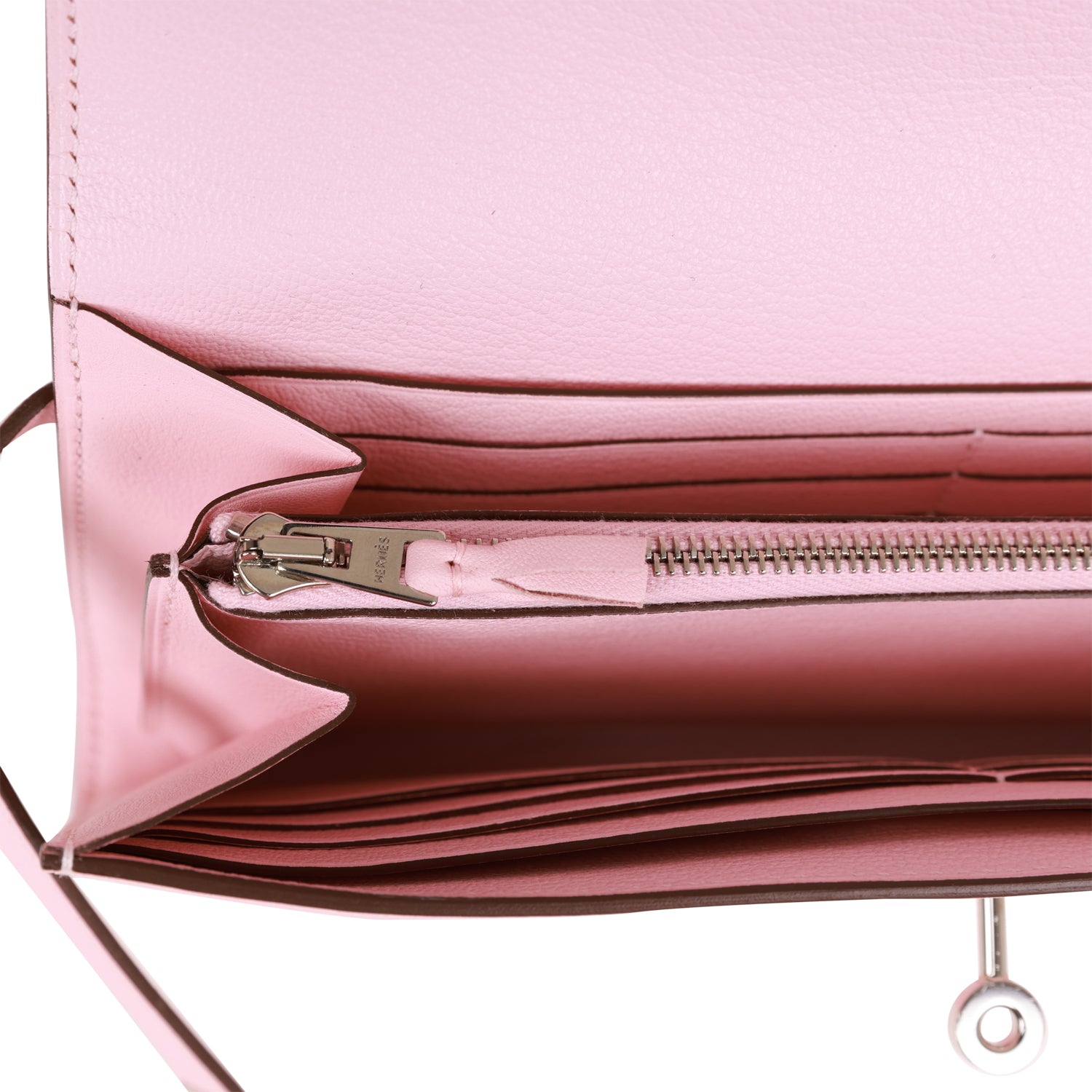 Pre-owned Hermes Ghillies Kelly Wallet Rose Sakura Swift Palladium Hardware