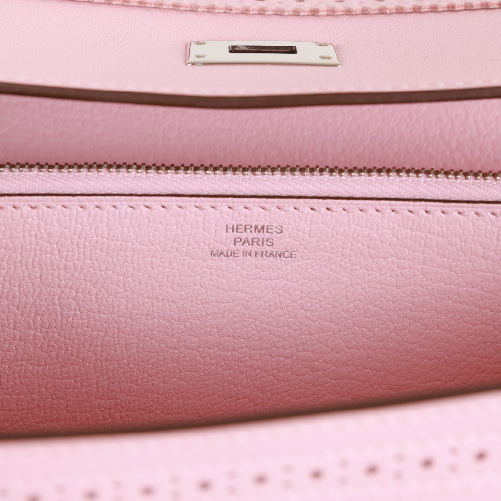 Pre-owned Hermes Ghillies Kelly Wallet Rose Sakura Swift Palladium Hardware