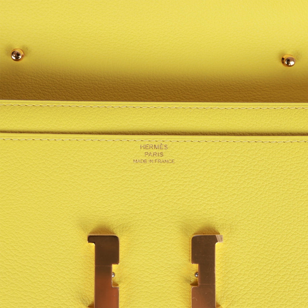 Hermes Constance Wallet To Go Lime Evercolor Gold Hardware