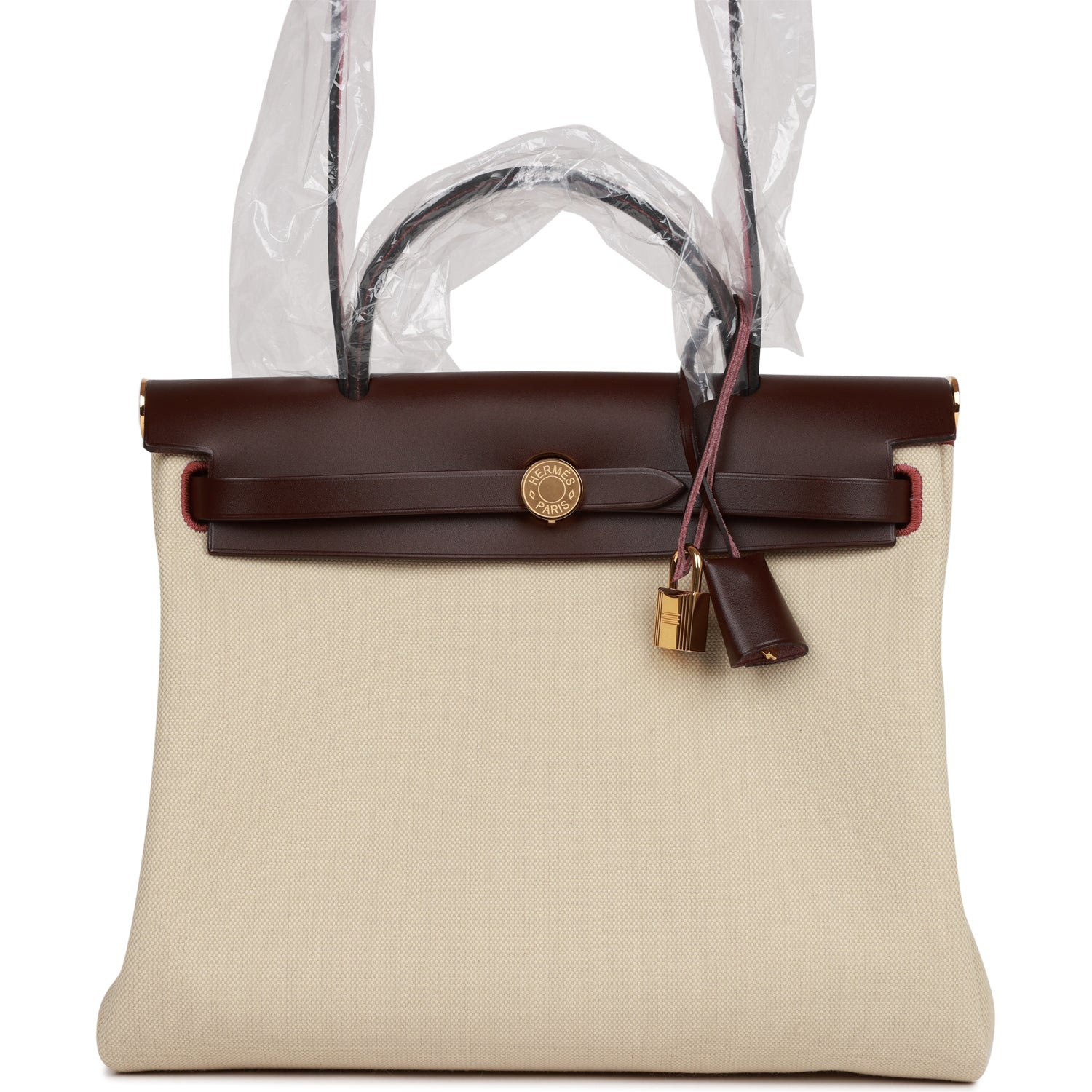 Hermes Herbag Zip PM 31 Beton Toile H Berline Rouge Sellier Hunter Gold Hardware