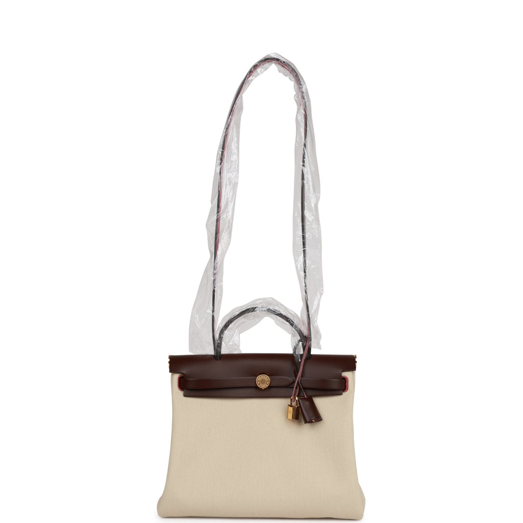 Hermes Herbag Zip PM 31 Beton Toile H Berline Rouge Sellier Hunter Gold Hardware