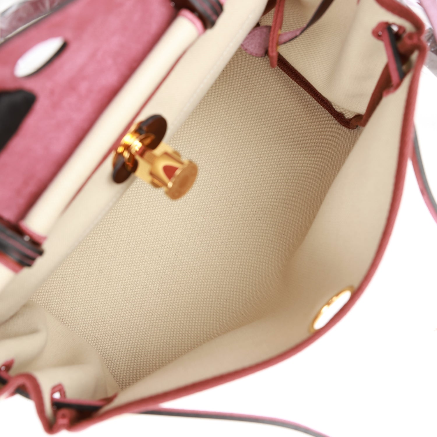 Hermes Herbag Zip PM 31 Beton Toile H Berline Rouge Sellier Hunter Gold Hardware