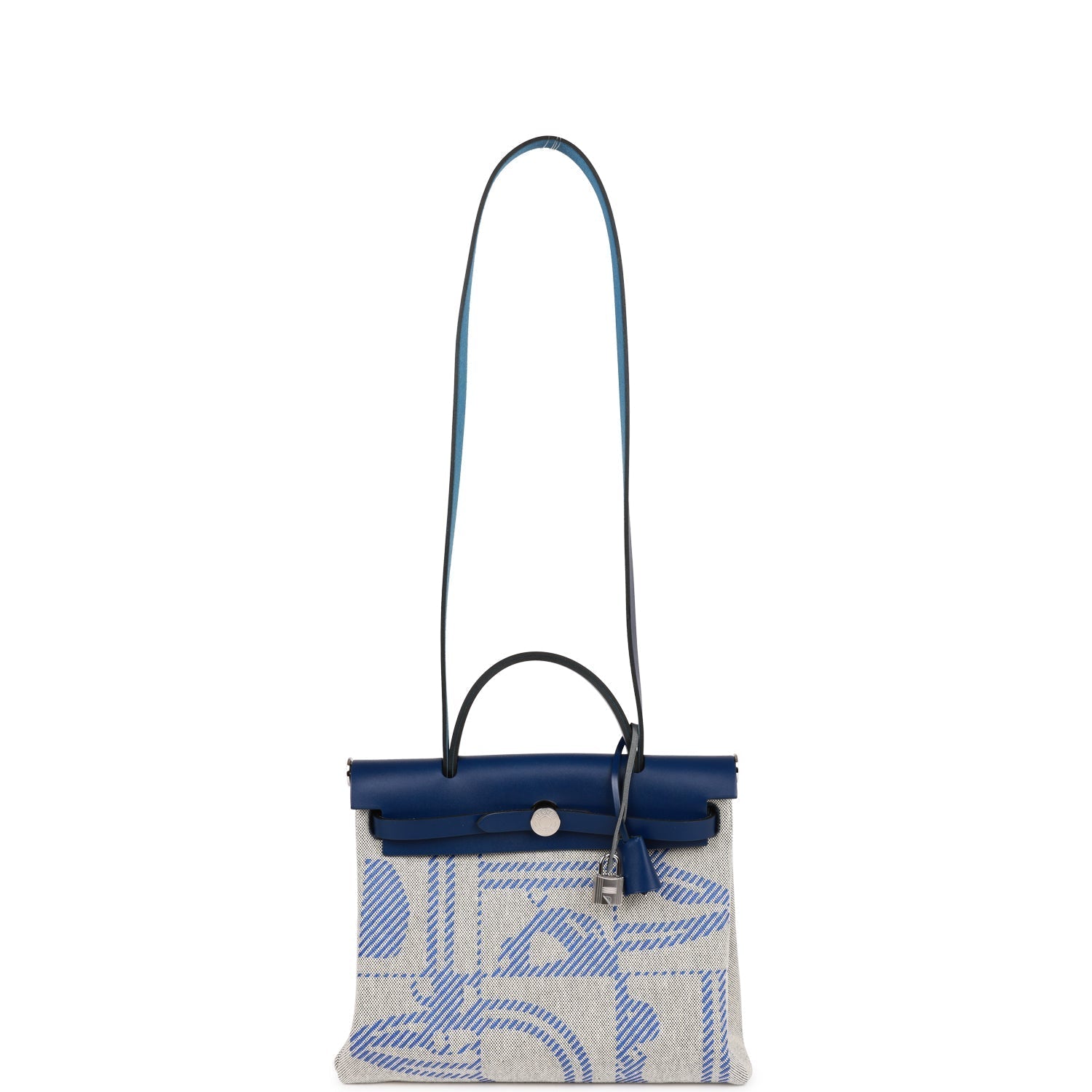 Hermes Herbag Zip PM 31 Brides de Gala Toile H Berline Bleu France Hunter Palladium Hardware