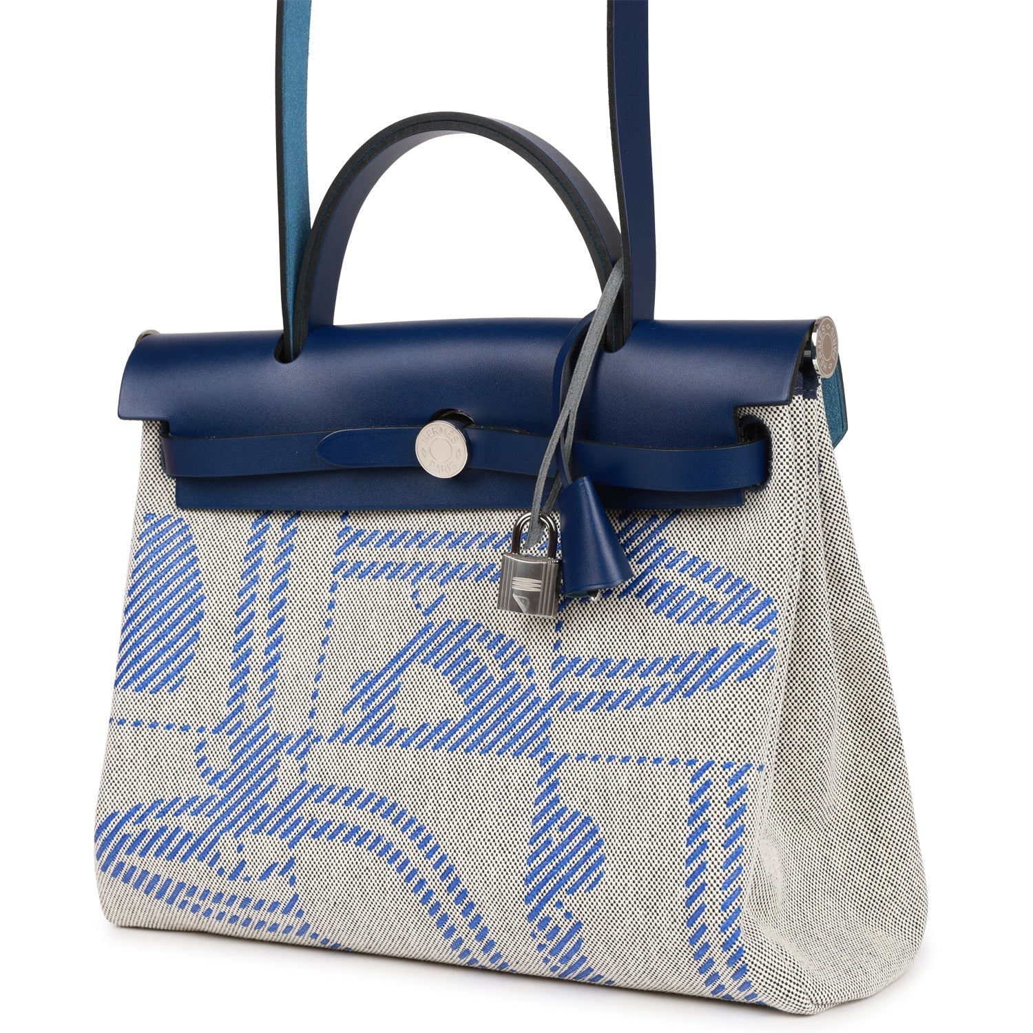 Hermes Herbag Zip PM 31 Brides de Gala Toile H Berline Bleu France Hunter Palladium Hardware