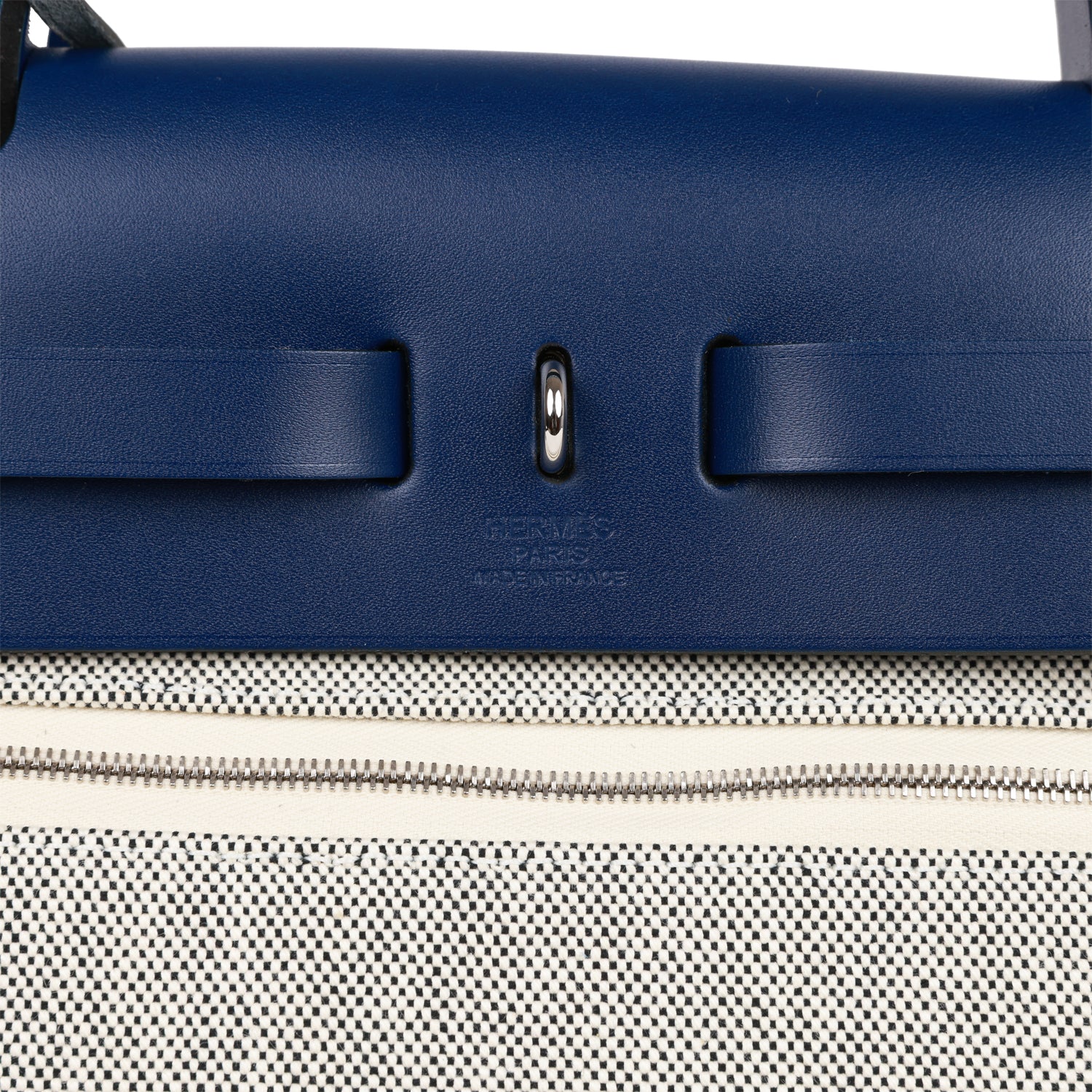 Hermes Herbag Zip PM 31 Brides de Gala Toile H Berline Bleu France Hunter Palladium Hardware